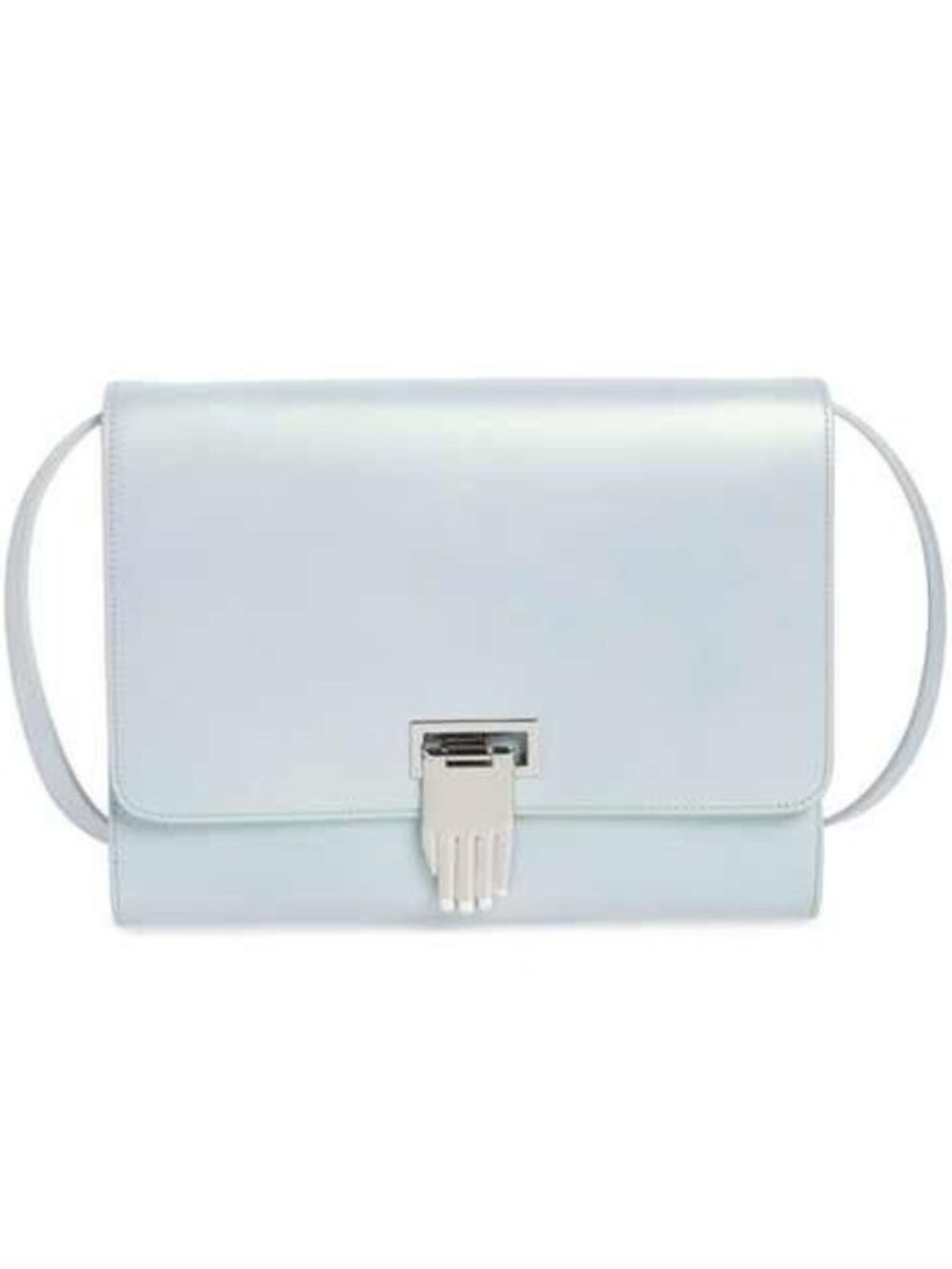 Opening Ceremony Nokki Leather Clutch with Shoulder Strap in Glacier Blue RARE